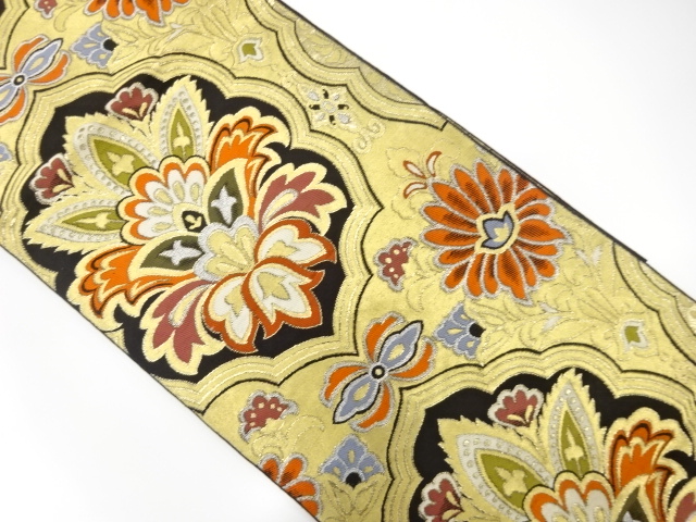 アンティーク　唐花模様織り出し袋帯(着用可)